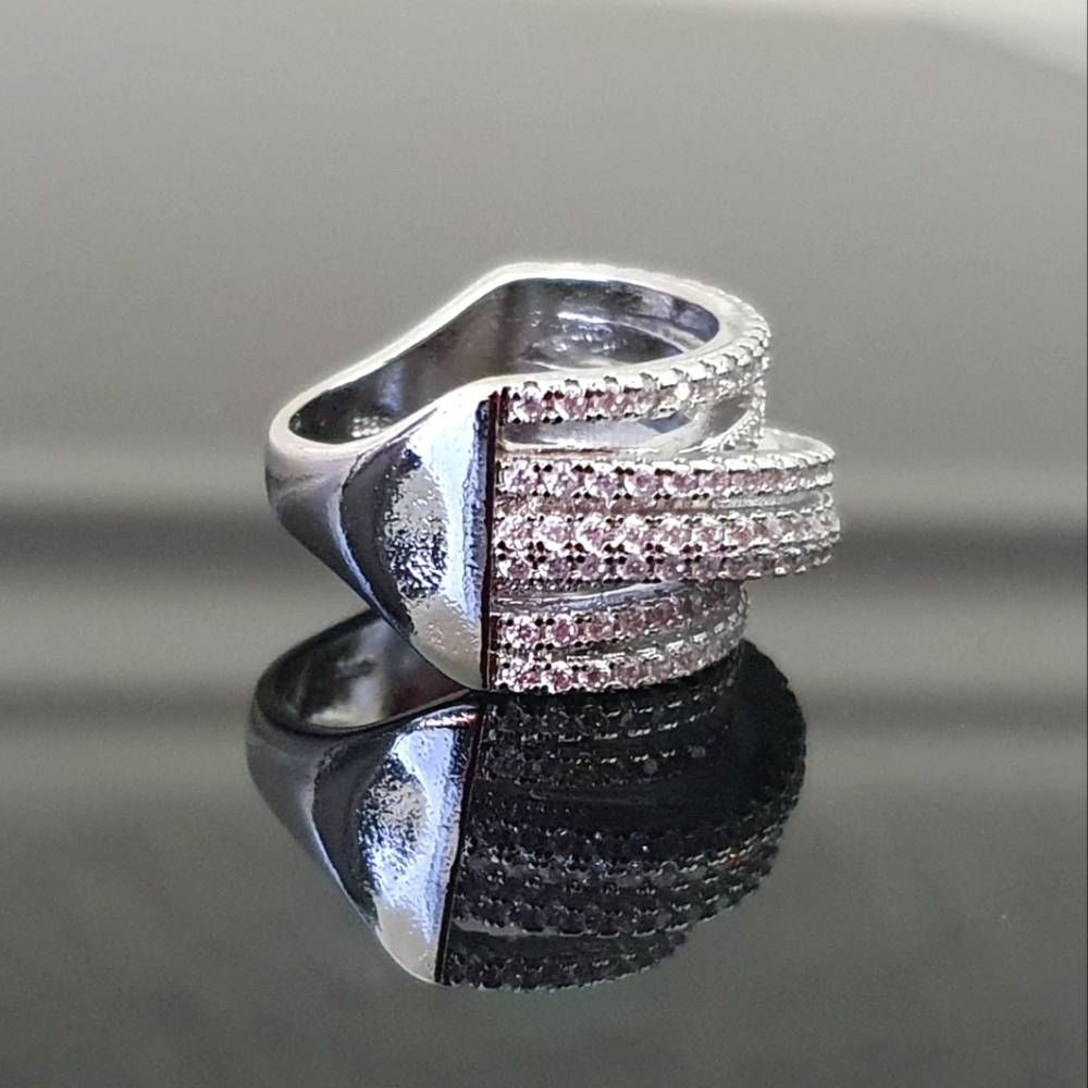 Luxury Silver Multilayer Finger Ring - Picture 2 of 4